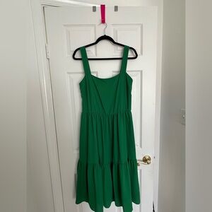 Solid Kelly Green Tiered Sleeveless Dress